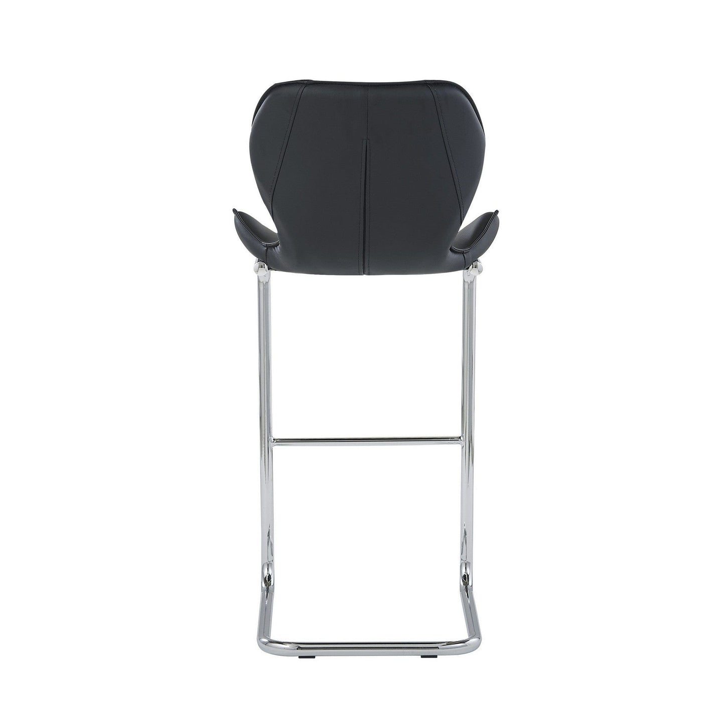 Set Of 4 Modern Black Barstools With Chrome Legs