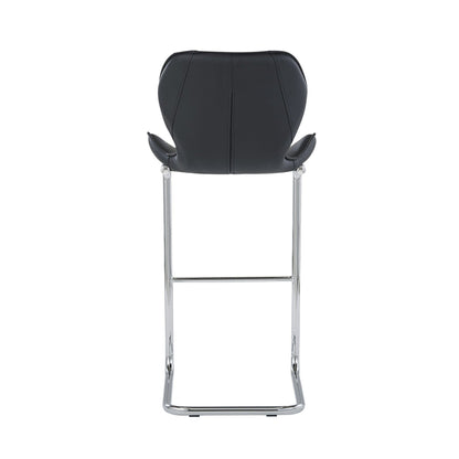 Set Of 4 Modern Black Barstools With Chrome Legs