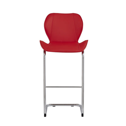 Set Of 4 Modern Red Barstools With Chrome Legs