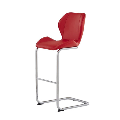 Set Of 4 Modern Red Barstools With Chrome Legs