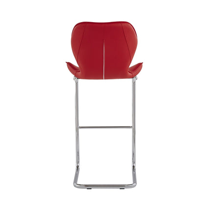 Set Of 4 Modern Red Barstools With Chrome Legs