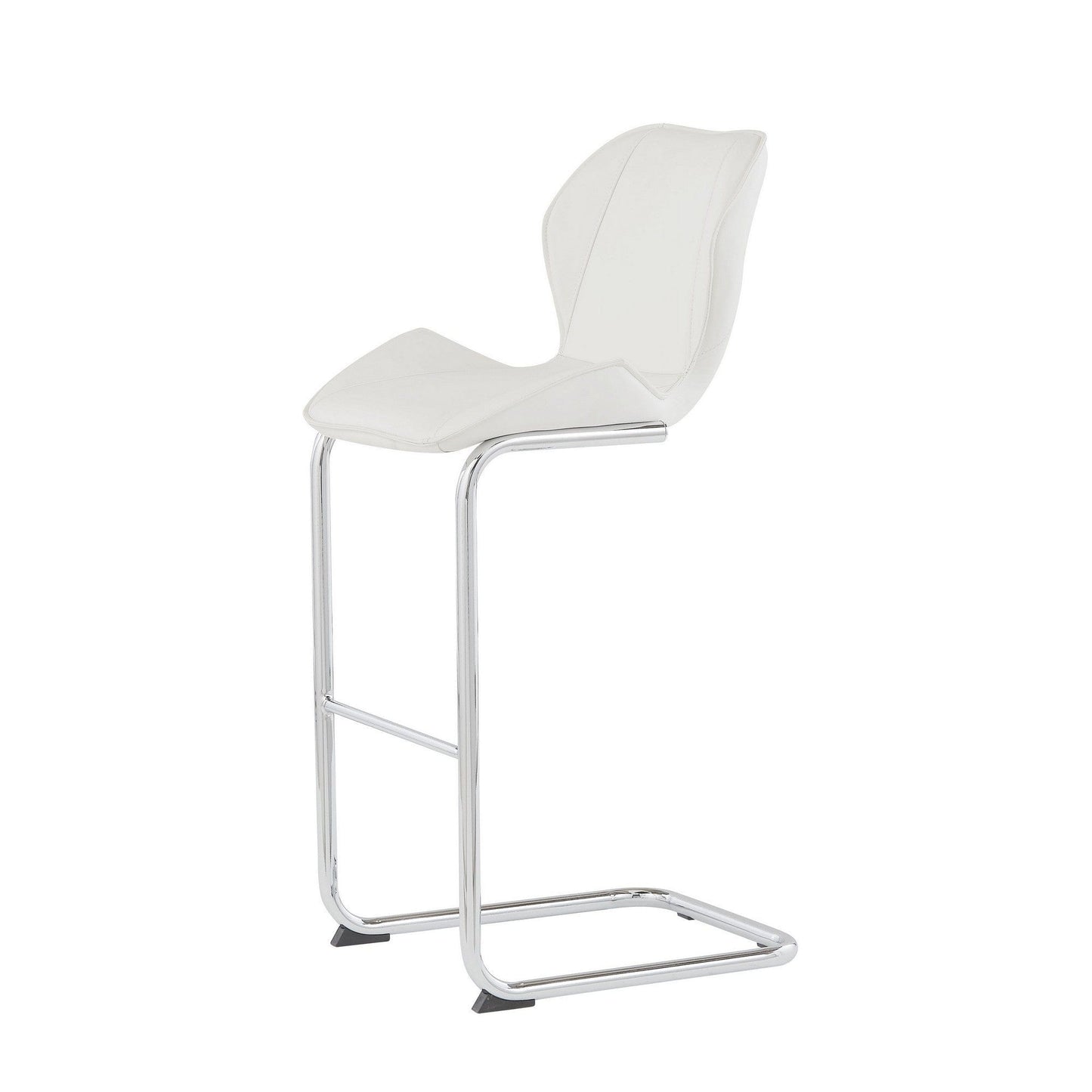 Set Of 4 Modern White Barstools With Chrome Legs