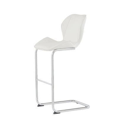 Set Of 4 Modern White Barstools With Chrome Legs