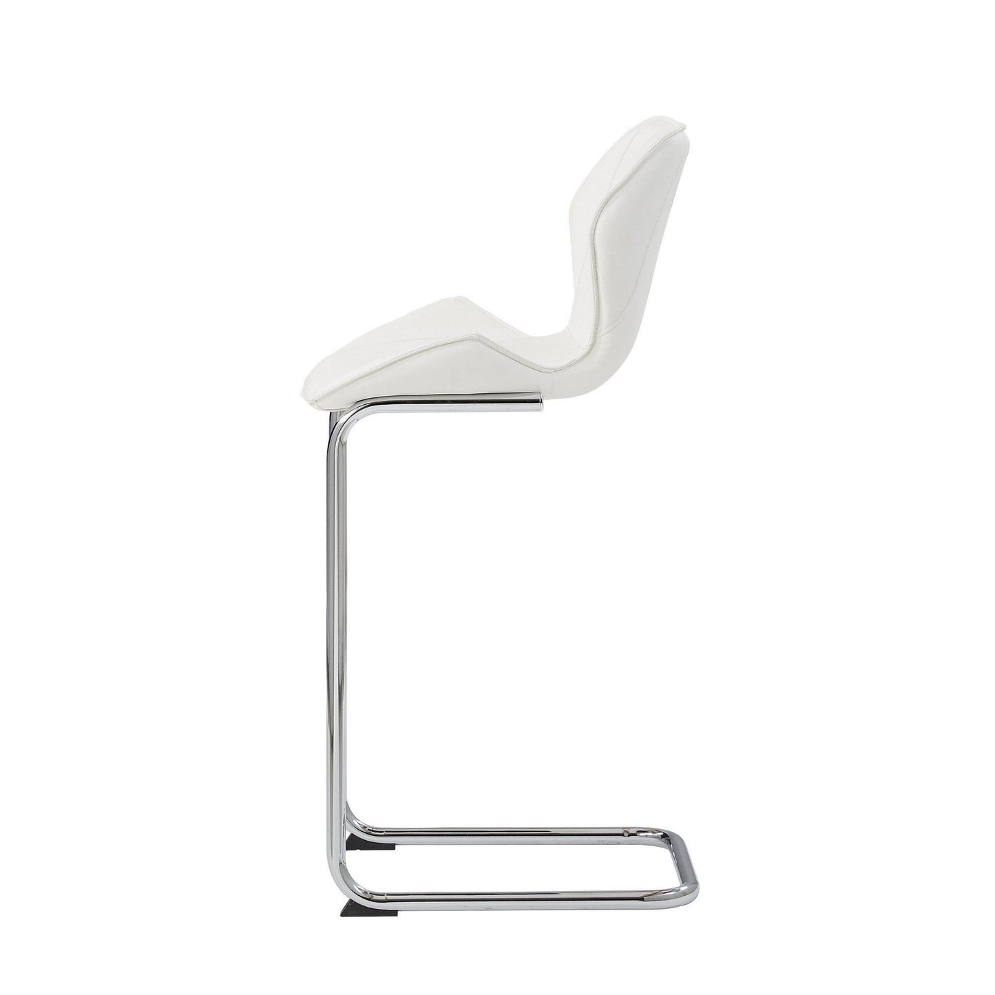 Set Of 4 Modern White Barstools With Chrome Legs