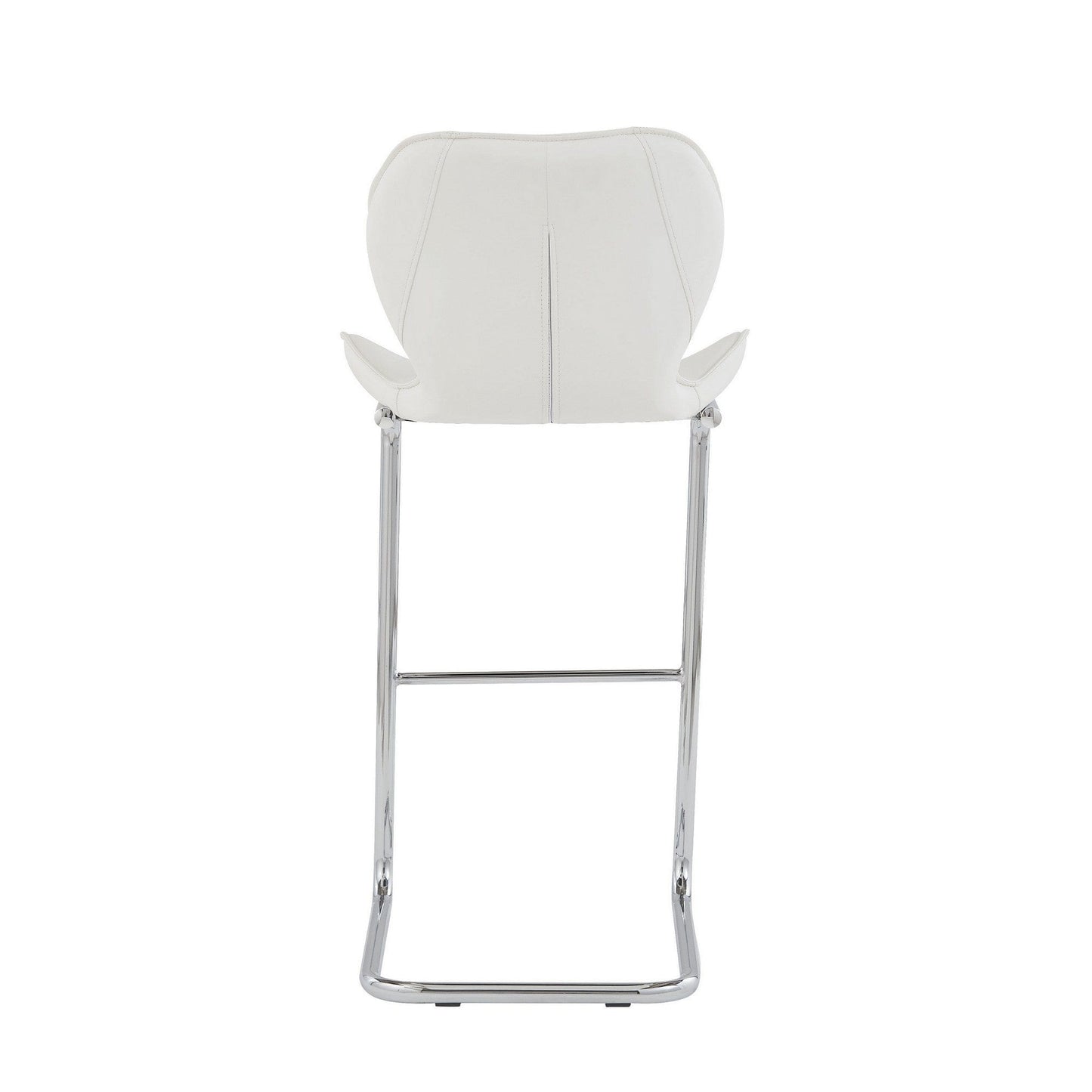 Set Of 4 Modern White Barstools With Chrome Legs
