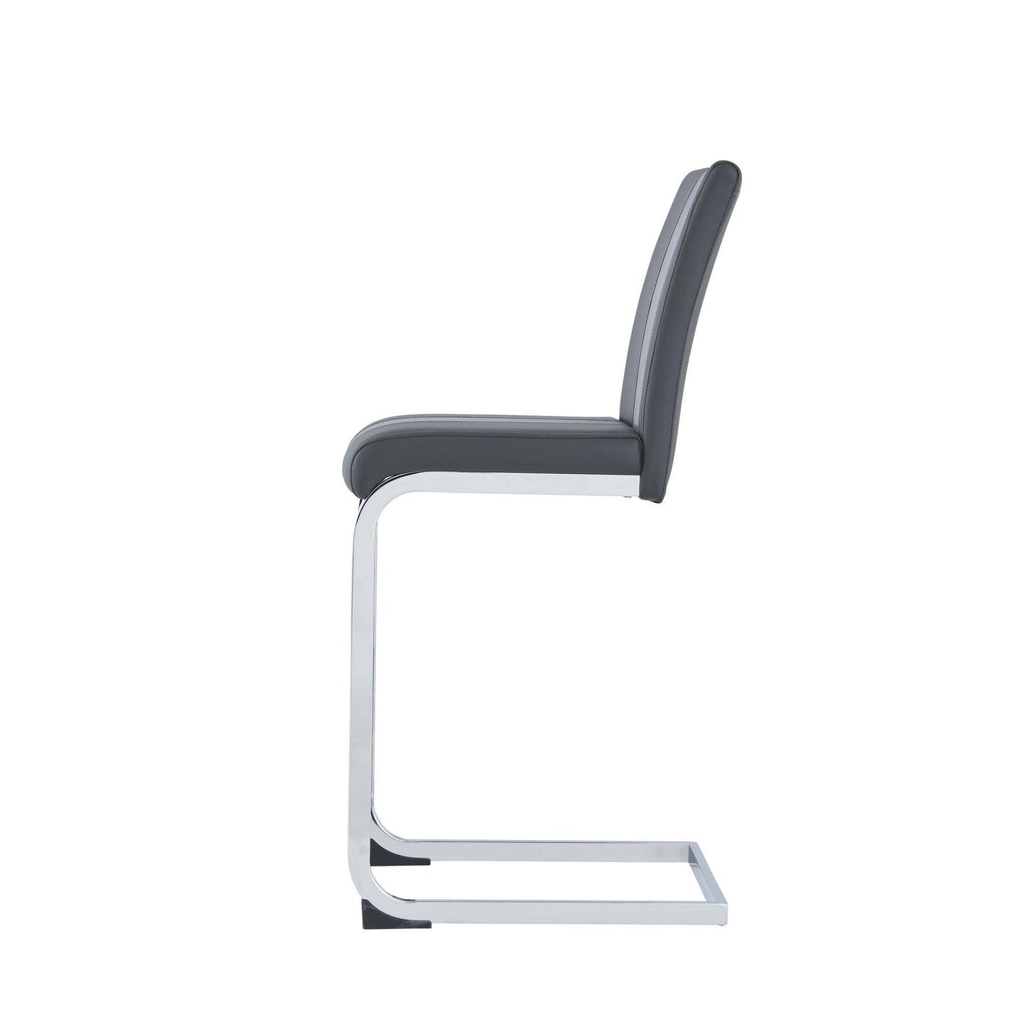 Set Of 4 Grey Two Tone Barstools With Silver Tone Metal Base