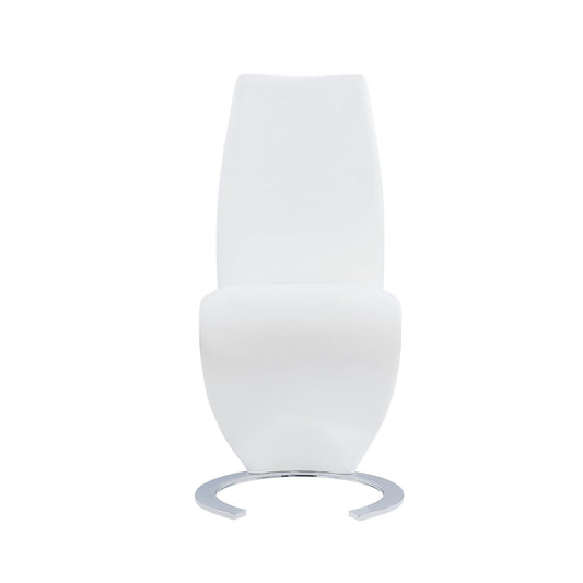 Set Of 2 White  Z Shape Design Dining Chairs With Horse Shoe Shape Base