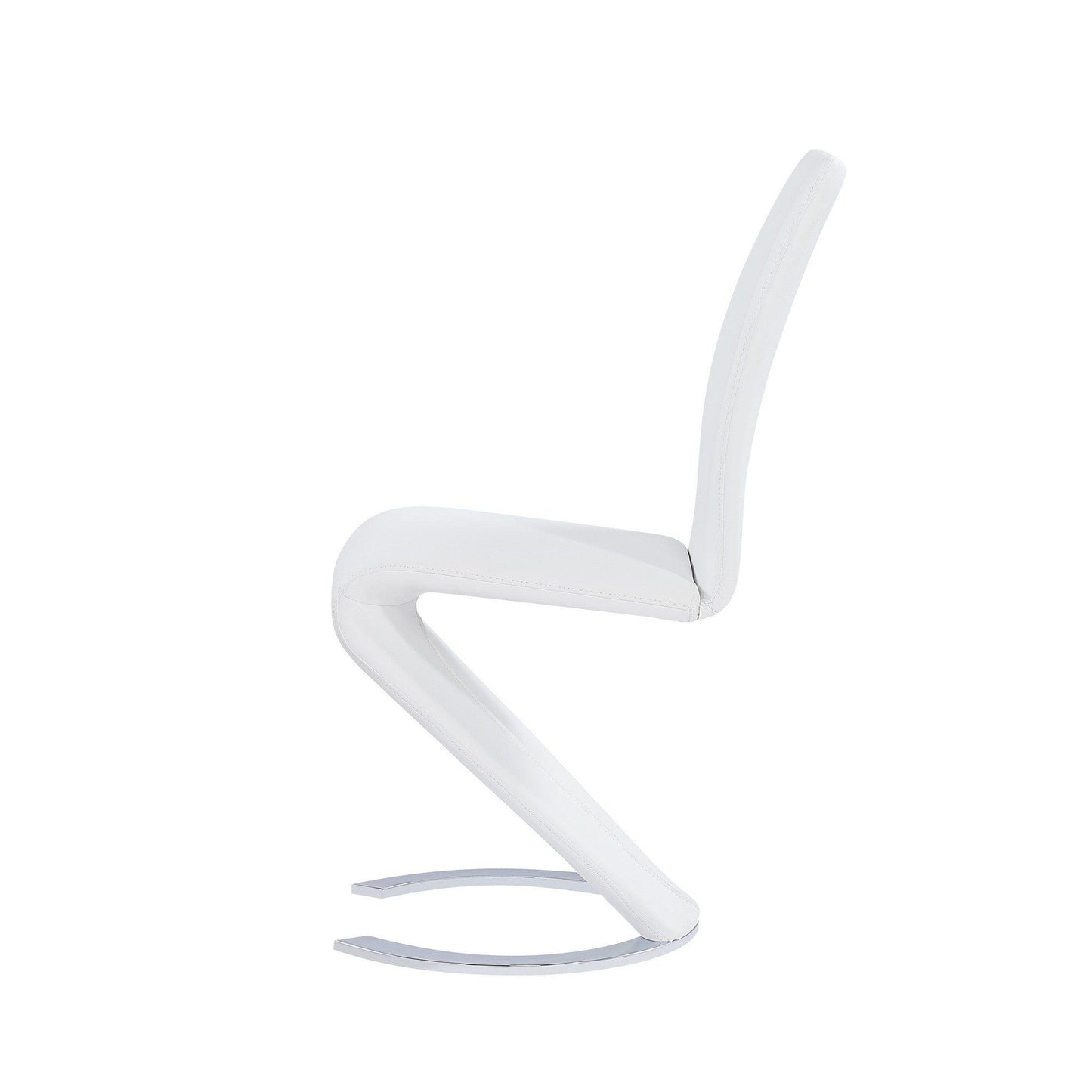 Set Of 2 White  Z Shape Design Dining Chairs With Horse Shoe Shape Base