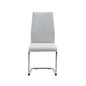 Set Of 4 Modern White Dining Chairs With Chrome Metal Base