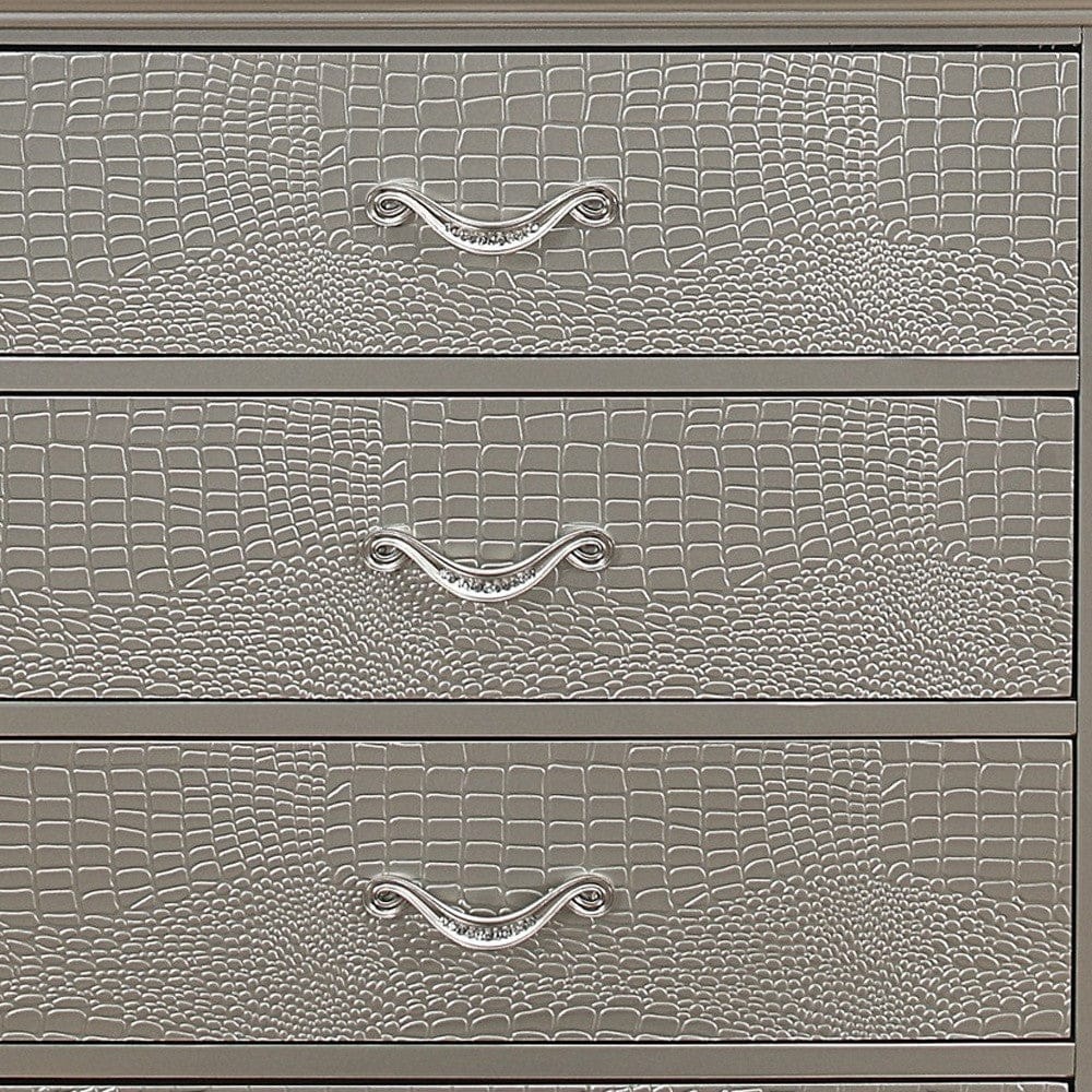 Silver Tone Chest With 5 Spacious Interior Drawers