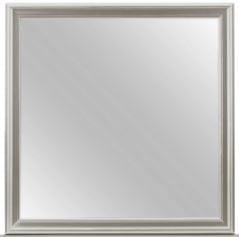 Silver Tone Sleek Wood Square Wall Mount Mirror