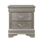 Silver Tone Nightstand With 2 Spacious Interior Drawers