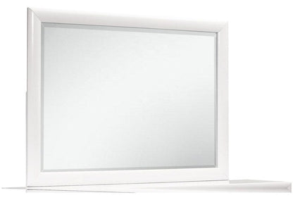White Mirror With Rectangular Wood Trim