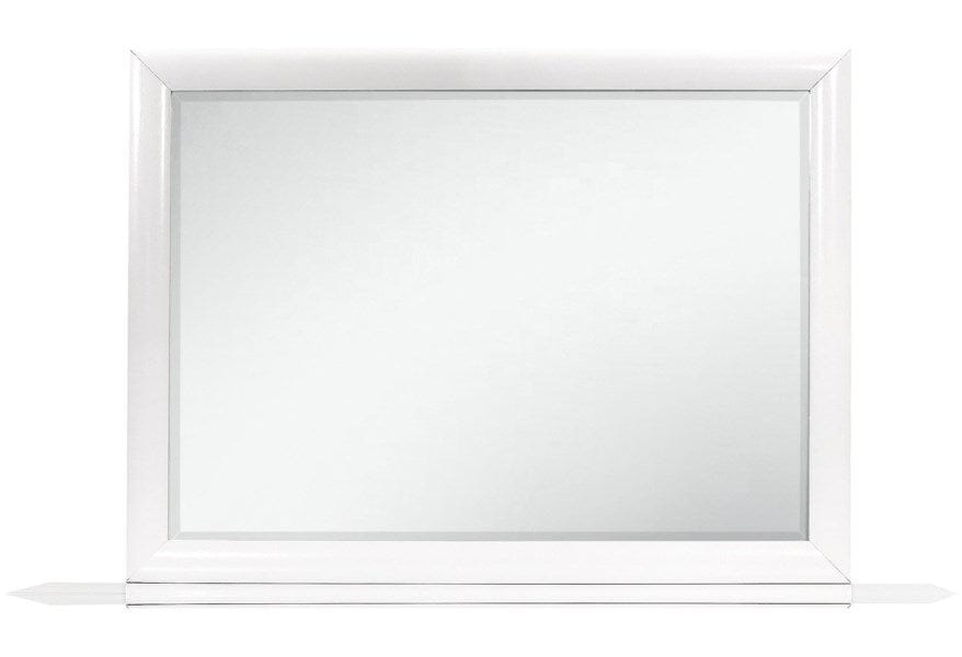 White Mirror With Rectangular Wood Trim