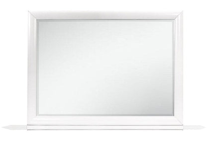 White Mirror With Rectangular Wood Trim