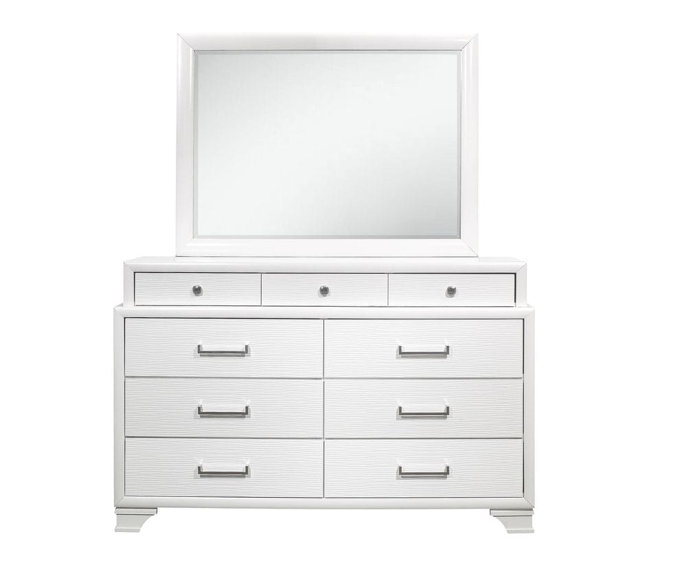 White Mirror With Rectangular Wood Trim