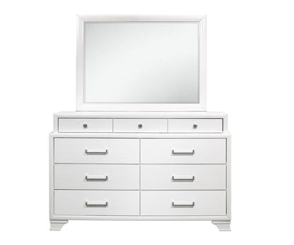 White Mirror With Rectangular Wood Trim