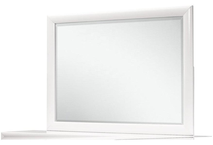 White Mirror With Rectangular Wood Trim
