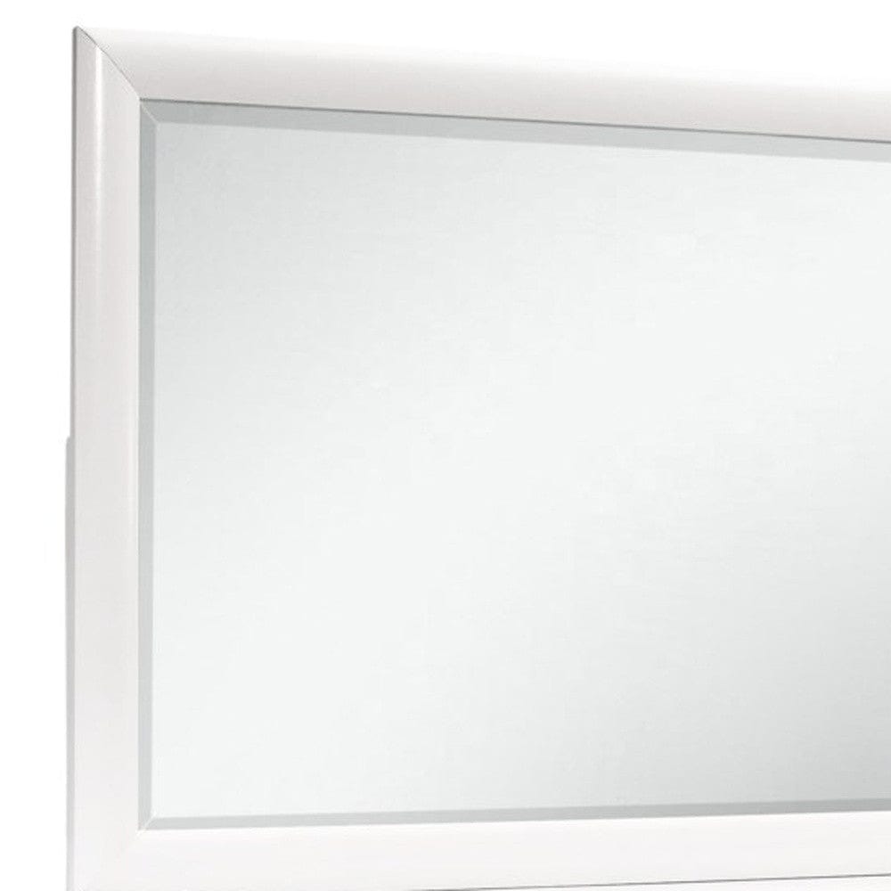 White Mirror With Rectangular Wood Trim