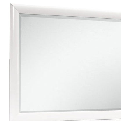 White Mirror With Rectangular Wood Trim