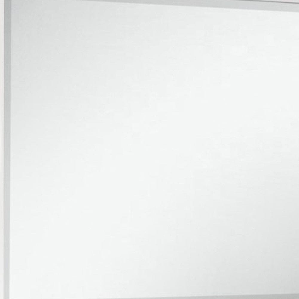 White Mirror With Rectangular Wood Trim