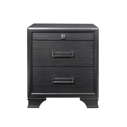 Grey Nightstand With 3 Drawers