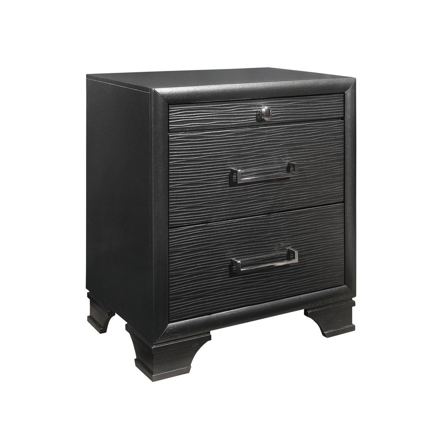 Grey Nightstand With 3 Drawers