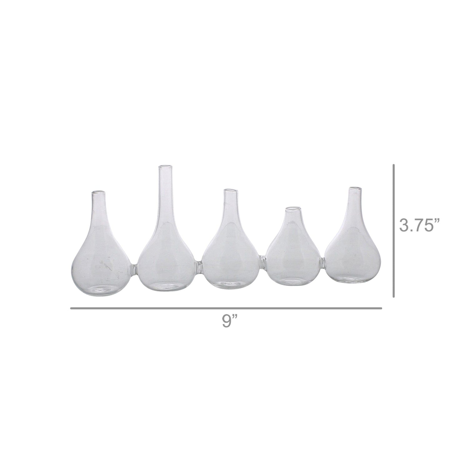 Quintuplet Set Of Five Joined Glass Posy Vases