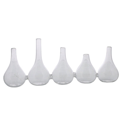 Quintuplet Set Of Five Joined Glass Posy Vases