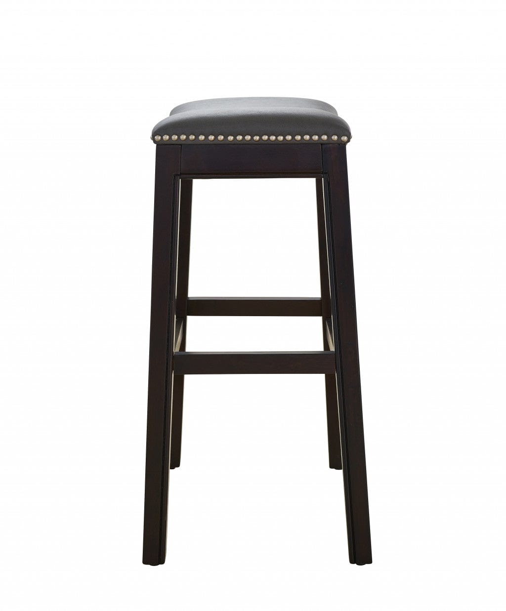 25" Espresso And Gray Saddle Style Counter Height Bar Stool