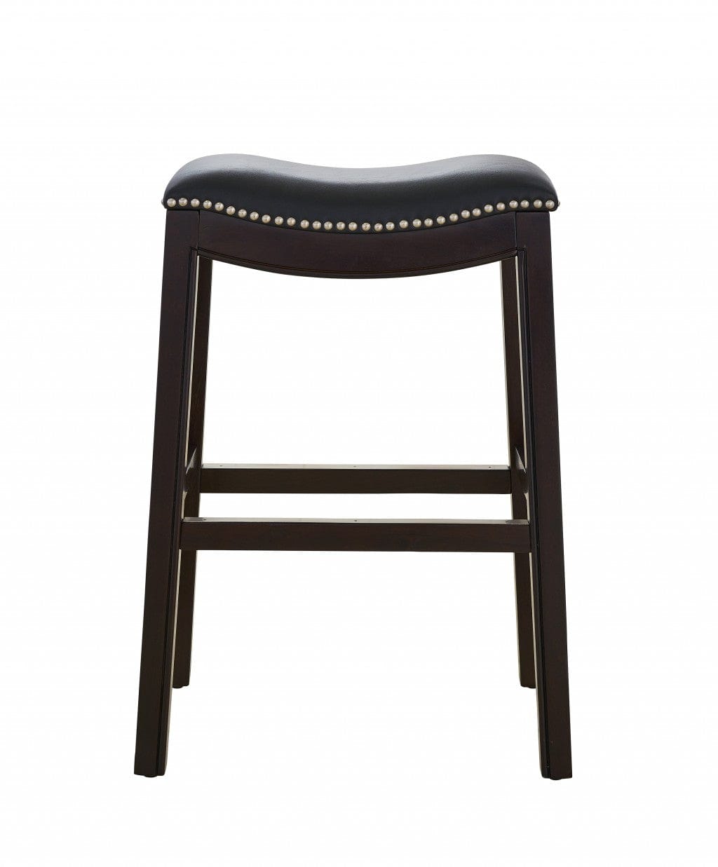25" Espresso And Black Saddle Style Counter Height Bar Stool