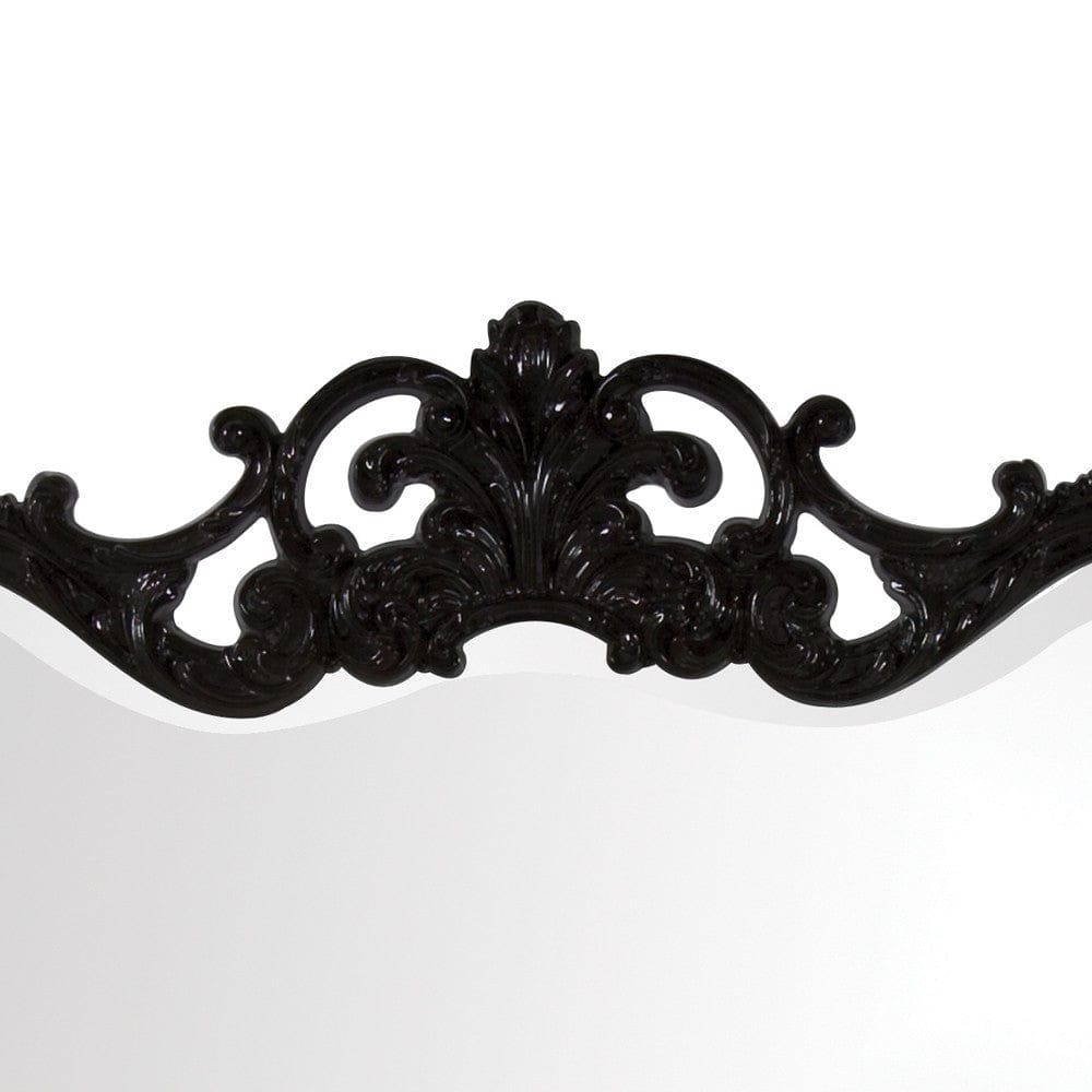 Scallop Mirror With Ornate Black Lacquer Frame