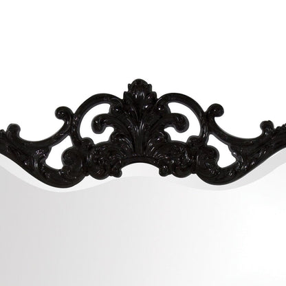 Scallop Mirror With Ornate Black Lacquer Frame