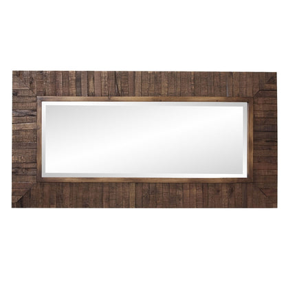 Rectangular Weathered Walnut Stain Strips Mirror