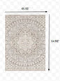 7' Ivory Grey Distressed Oversize Medallion Indoor Runner Rug