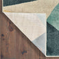 2' X 3' Blue Green Beige Retro Wedge Indoor Area Rug