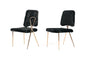 Set Of 2 Gold Black Fabric Solid Back Dining Chairs