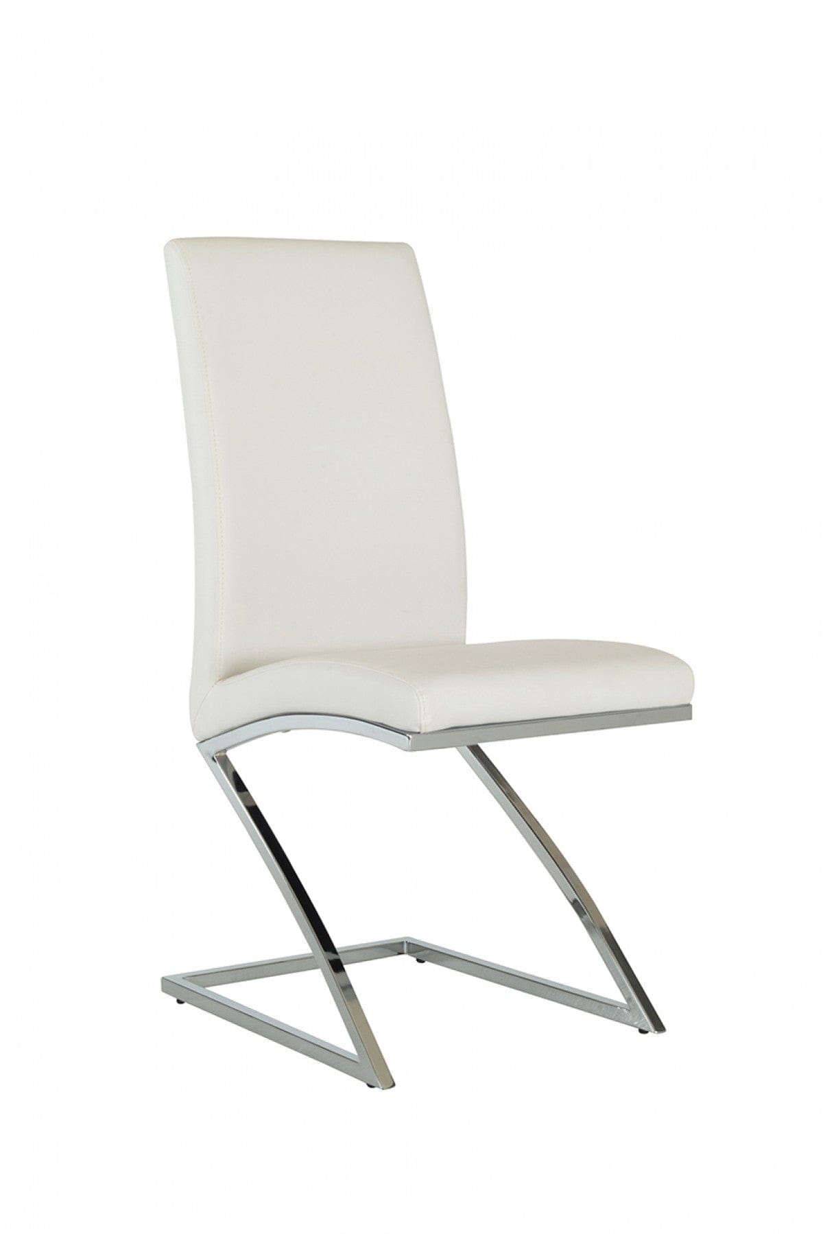 Set Of 2 Modern White Faux Leather And Chrome Dining Chairs