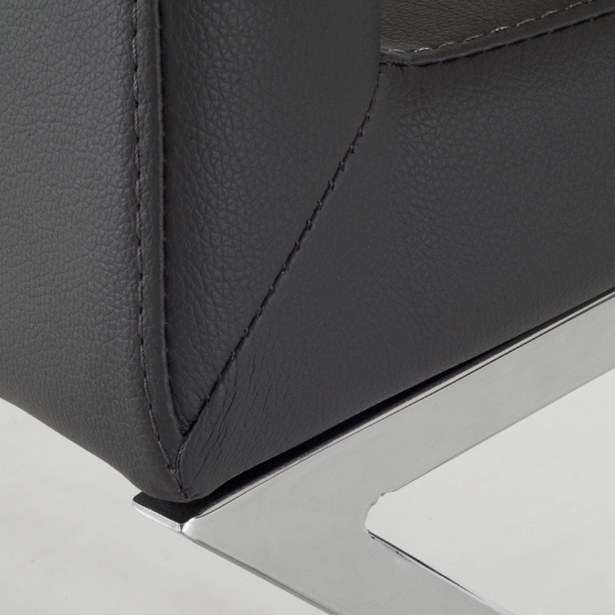 Set Of 2 Modern White Faux Leather And Chrome Dining Chairs