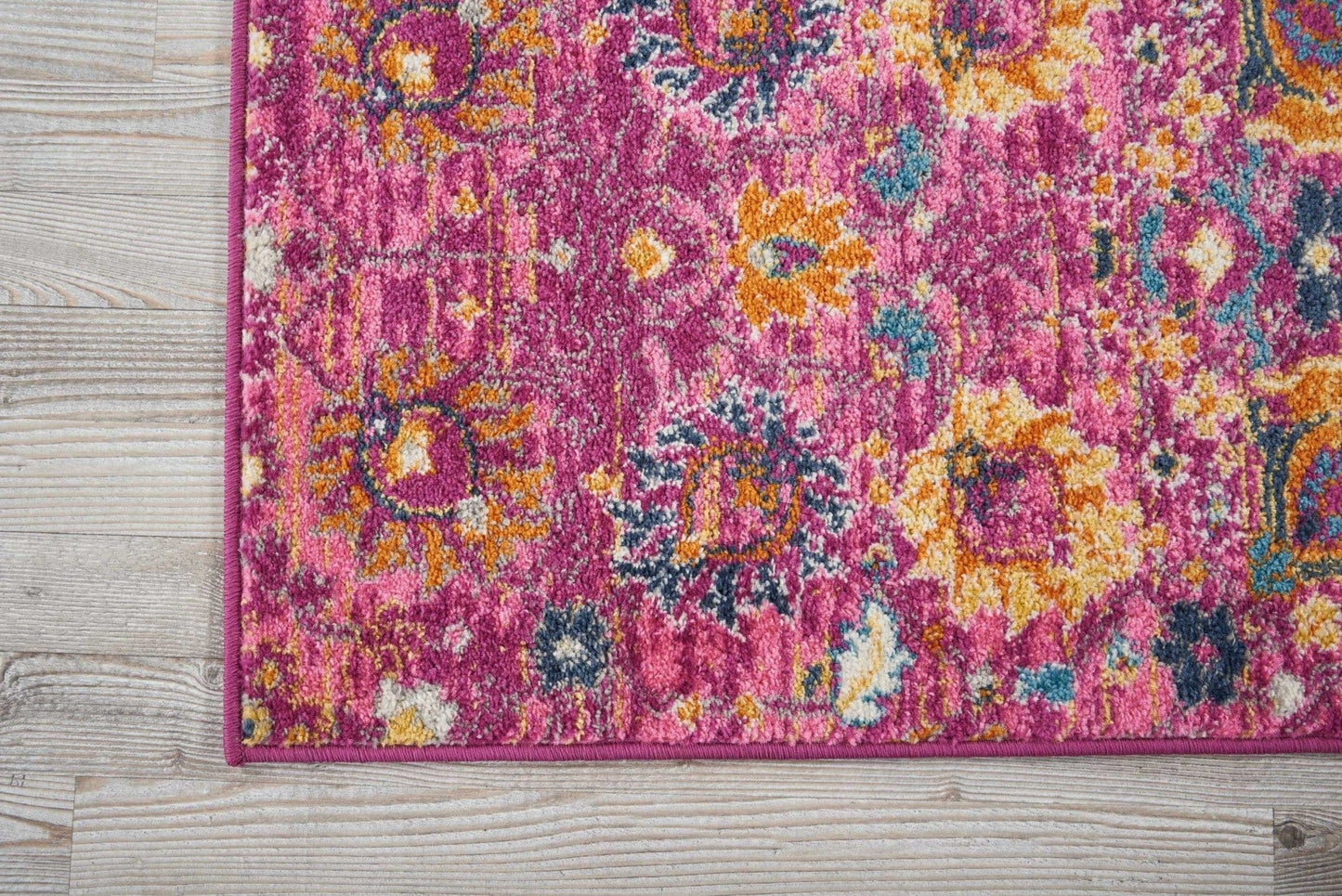 2’ X 6’ Fuchsia And Orange Distressed Runner Rug