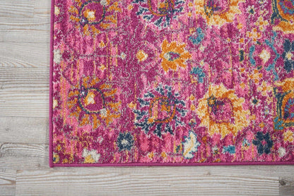 2’ X 6’ Fuchsia And Orange Distressed Runner Rug