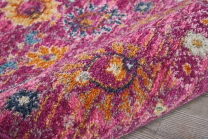 2’ X 6’ Fuchsia And Orange Distressed Runner Rug