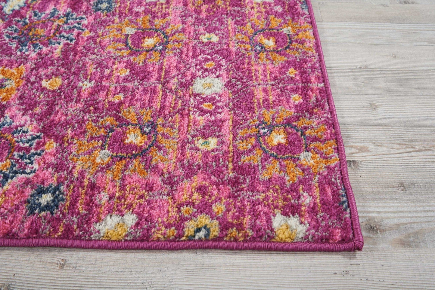 2’ X 6’ Fuchsia And Orange Distressed Runner Rug