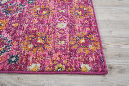 2’ X 6’ Fuchsia And Orange Distressed Runner Rug