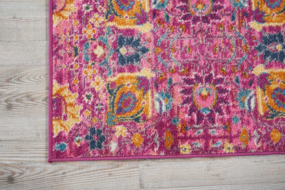 2’ X 6’ Fuchsia And Orange Distressed Runner Rug