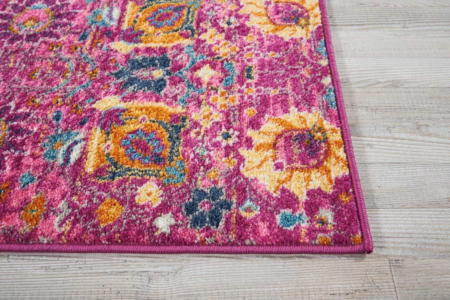 2’ X 6’ Fuchsia And Orange Distressed Runner Rug