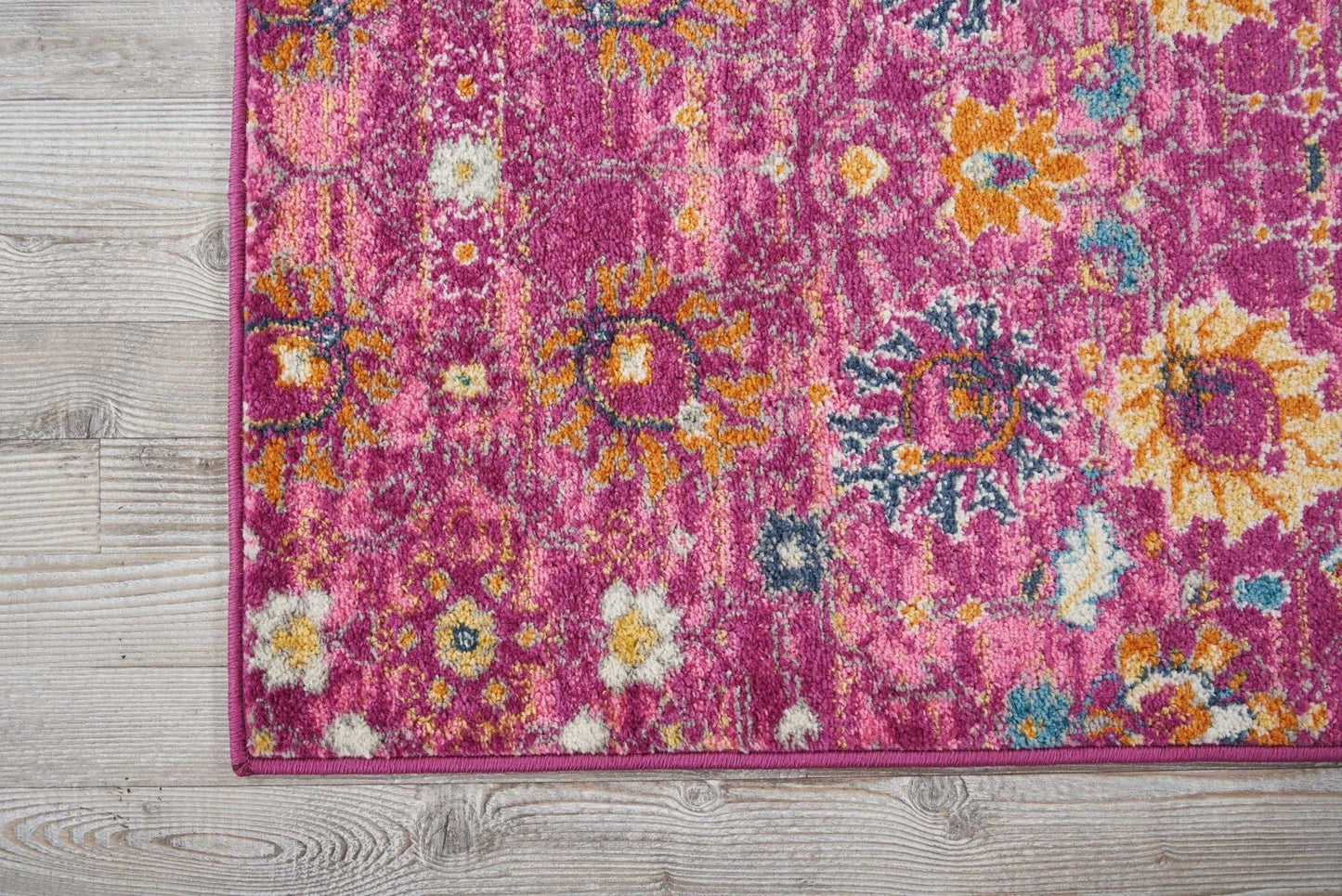 2’ X 6’ Fuchsia And Orange Distressed Runner Rug
