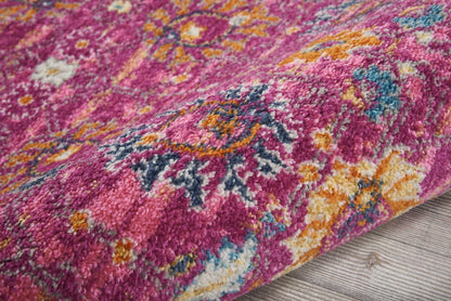 2’ X 6’ Fuchsia And Orange Distressed Runner Rug