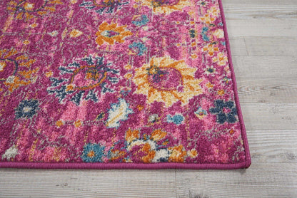 2’ X 6’ Fuchsia And Orange Distressed Runner Rug
