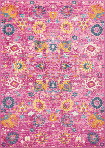 2’ X 6’ Fuchsia And Orange Distressed Runner Rug